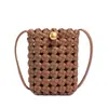 Bolsa para Teléfono Móvil 2025 Bolso Tejido Hecho a Mano Versátil Retro Simple Bolso de Hombro Cruzado Bolso Cuadrado Pequeño Hueco Moderno
