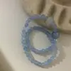 Pulsera de Piedra Natural Aguamarina Niebla Azul, Pulsera Única de Perlas Naturales para Mujer