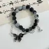 Pulseira Popular Atacado Borboleta Escura Mais Vendida, Pulseira Simples Estilo Antigo Dança da Borboleta Colorida, Pulseira Super Doce Floresta