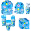Nuevo Stitch Tema Hawaiano Fiesta Vajilla Desechable Servilletas de Papel Platos de Papel Manteles Banderines Decoraciones para el Lugar