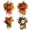 Decoración colgante de atmósfera otoñal de Halloween, decoración de pared de calabaza con flores artificiales DIY transfronteriza, adornos de hoja de arce del festival de la cosecha