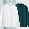 Camiseta Base Versátil Ins-Trendy de Manga Larga de Color Sólido de Doble Cara de Forro Polar para Hombre DeRong 2025 Otoño/Invierno Nuevo de Cuello Alto