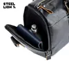Bolso Cruzado de Hombro para Hombre Steel Lion de Cuero Genuino Piel de Vaca de Primera Capa Gran Capacidad Maletín de Viaje Cruzado