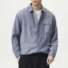 Camisa de Manga Larga a Rayas de Contraste Retro Simple Chaqueta para Hombre 2026 Nuevo Otoño Casual Talla Grande Camisa Cárdigan