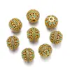 Cuentas de Gota de Aceite de Cobre, Cuentas de Hoja de Gota de Aceite de Oro Antiguo, Cuentas Huecas con Patrón de Nube, Cuentas para Bordar, Cuentas Sueltas para Pulsera y Collar Hechos a Mano para DIY