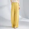 Pantalones de Pierna Ancha Versátiles de Moda Amarillos Estilo Perezoso para Mujer, Delgados de Verano de Cintura Alta, Casual con Caída, Pantalones Yamamoto