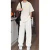 Conjunto Casual Falso de Duas Peças Masculino Verão Estilo Old Money Camisa de Manga Curta Calça Conjunto de Duas Peças Roupa Masculina Um Conjunto para Combinar Tendência