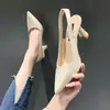 Tacones de Aguja Abiertos de Espalda con Punta Cerrada que Son Cómodos para Usar Afuera, Sandalias de Tacón Alto de Gama para Mujer, Nuevo Modelo Más Vendido para el Verano 2025