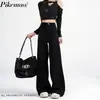 Calça Jeans Wide Leg Preta para Mulheres Verão 2025 Nova Cintura Alta Solta Emagrecedora Reta Flare Comprimento Total