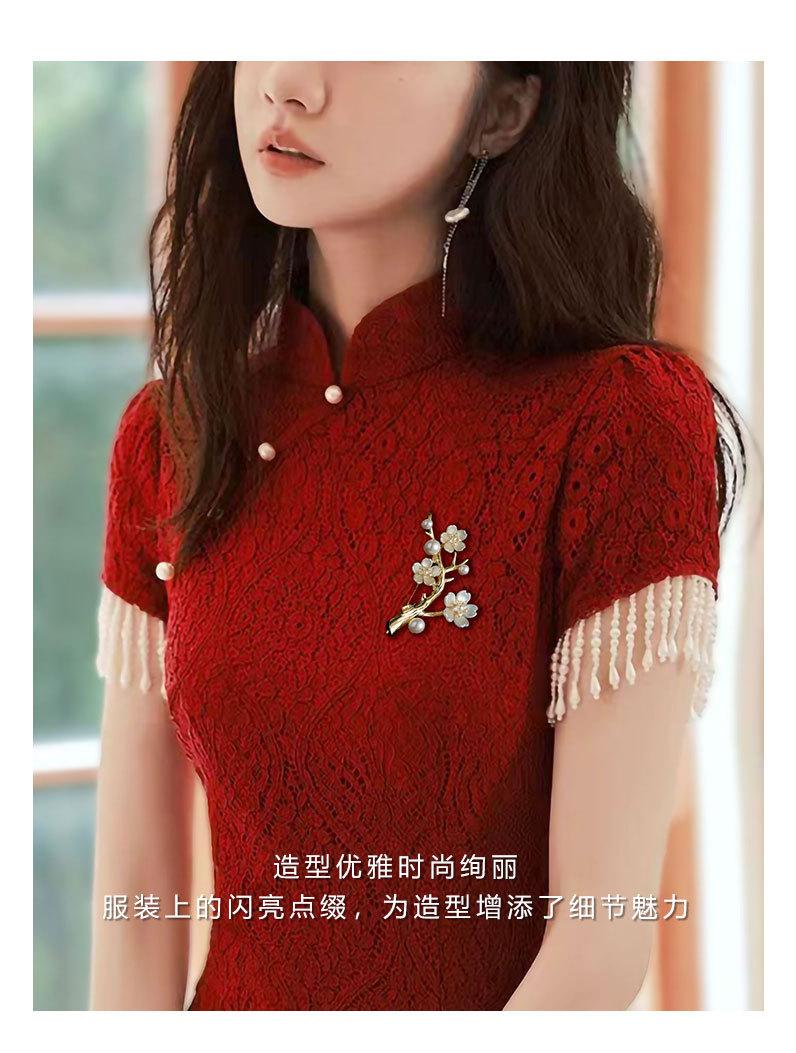 古典中国风梅花胸针时尚优雅珍珠花别针小众设计新品