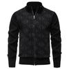 Suéter Cardigan de Punto para Hombre Amazon Transfronterizo Otoño e Invierno con Cuello Alto, Forrado de Felpa y Engrosado, Chaqueta de Punto de Chenilla para Hombres de Mediana Edad