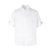 Camisa de Verano CsmyDeserto Mezcla de Lino y Algodón Estilo Old Money Ajustada de Manga Corta para Hombre