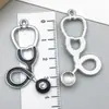 Accesorios para Joyería DIY Sombrero de Doctor/Enfermera de 2 Colores Jeringa Estetoscopio Llavero de Aleación Colgante para Collar/Pendiente