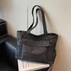 Bolsa de Lona Xadrez Outono e Inverno Feminina Grande Capacidade Tote para o Dia a Dia Nicho Versátil Bolsa Tote de Ombro para Estudante