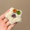 Grampo de Cabelo Estrela de Pelúcia com Laço Doce para Mulheres com Franja Lateral, Grampo de Cabelo, Decoração para Testa, Grampo de Bico de Pato Acessório de Cabelo