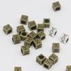Cuentas cuadradas con agujeros grandes, cuentas de aleación con letras inglesas, cuentas sueltas para pulsera, accesorios de joyería, 50 unidades por paquete