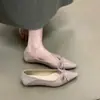 Zapatos de charol Chuyuji de punta fina con lazo y tacón bajo para commuting, morado elegante, zapatos versátiles para mujer con diseño calado