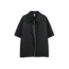 Camisa de Manga Corta con Cremallera Irregular en Forma de S, de Moda y Tendencia, Camisa Casual para Hombre Hc2715