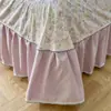 2026 Nuevo Modelo Brocado de Nube Encaje de Algodón Estilo Sábana Grande Faldón de Cama Juego de Tres Piezas Algodón Lavado Estilo Coreano Estilo Princesa