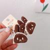 Pinza para el pelo de niños estilo Mori vintage para Otoño e Invierno, clip BB estilo Minimentary color marrón leche, clip para flequillo de conejo de dibujos animados y flor para mujer