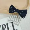 Pente de Cabelo com Laço de Bolinhas Estilo Coreano, Grampo de Cabelo Fofo de Princesa, Presilha Fresca e Doce para Franja, Grampo de Cabelo Fofo