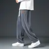 Calça Reta de Veludo Cotelê com Forro de Lã Pesada Masculina Moda Outono Inverno Marca de Moda Esportiva Moderna Solta Casual