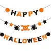 Decoración de Fiesta de Halloween al por Mayor Flor de Tela No Tejida Calabaza Murciélago Calavera Telaraña Colgante de Bandera