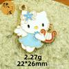 Série Gato KT Acessórios de joias de desenho animado DIY Pingente de gato urso com pingente de óleo Corda de mão única para pendurar Chaveiro Pingente pequeno