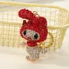 Llavero de Metal My Melody Conejo de Dibujos Animados Full Diamante Aleación Incrustada con Diamantes Lindo Corazón Femenino Llavero para Bolso Coche