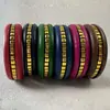 Yongge Jewelry Pulsera Ancha de Madera Cuadrada Incrustada Colorida Estilo Europeo y Americano Moda Apilable Joyería de Mano Al por Mayor