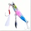 Jigs Verticales de Velocidad para Agua Salada de 5.8cm 30g Set de 4 Piezas Cuchara Metálica Señuelos de Pesca Equipados con Anzuelos de Asistencia