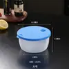 Contenedor redondo de plástico engrosado para alimentos, lonchera apta para microondas, lonchera calentable para oficinistas, con tapa, gran capacidad, al por mayor