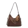 Outono Inverno Retro Trabalho Tendência Urbana Simples Maillard Nicho Personalidade Embossado Ombro Único Transversal Mochila
