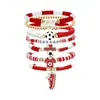 Pulseira Empilhável de Argila Macia Multicor Mais Vendida na Amazon com Pingente de Liga e Letras em Acrílico Conjunto de Pulseiras Elásticas