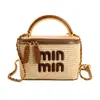 Bolsa balde bordada feminina transfronteiriça nova moda tendência, bolsa sacola de palha tecida bambu, bolsa transversal de praia para o litoral