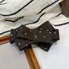 Pinza de Plátano de Mezclilla de Doble Capa Estilo Coreano Lazo Tela Texturizada Lunares Clip Vertical Parte Trasera de la Cabeza Clip para Cola de Caballo Semirecogida