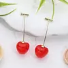 Pendientes de Cereza Simulación Fruta Caliente Transfronterizos 2025 Nuevos Pendientes de Cereza de Moda Celebridad de Internet Pendientes para Mujer