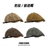 Sombrero Único Nuevo con Estampado de Leopardo para Mujer Versátil Boina Retro Británica Moda Tendencia Y2K Sombrero de Personalidad Adelantado Tendencia