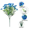 Flores Artificiales Amazon Transfronterizas Eucalipto de 7 Puntas Violeta Ramillete Pequeño Planta Verde Flores de Plástico Patio Casa