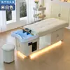 Cama de Shampoo para Terapia Capilar LED de Luxo Leve, Cama Integrada com Circulação de Água e Vaporização para Salão de Beleza, Cama de Fisioterapia Totalmente Reclinável para Lavar o Cabelo