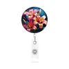 Direto do fabricante: Porta-Crachá Retrátil Floral Transfronteiriço com Fivela de Puxar Fácil, Porta-Crachá de Plástico com Design Floral e Animal