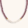 Collar Europeo y Americano Transfronterizo de Diseño Commuter Acero Inoxidable Chapado en Oro de 18K Diez Perlas de Agua Dulce Cristal Facetado Hecho a Mano para Mujer