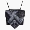 Camisola de flor de caju quente design senso nicho uso ao ar livre verão cachecol quadrado curto tubo top cachecol de seda doce legal top