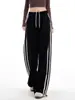 Pantalones deportivos de calle estilo americano negro para mujer, nuevo modelo otoño 2026, de cintura alta, holgados, pierna recta, con caída, pantalones casuales de pierna ancha