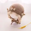 Gorro de punto con borde de encaje, gorro de invierno engrosado estilo princesa para niñas, lindo gorro de bebé, cálido y protector para los oídos, de doble capa con un lazo