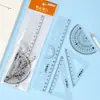 Set de Reglas Estudiante, Juego de Cuatro Piezas, Set de Reglas Triángulo, Material Escolar, Regla Recta de 20cm, Regla Flexible con Anillo de Tirar, Empaque en Bolsa Opp