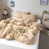 Estilo INS color sólido algodón puro algodón lavado artículo individual funda de edredón funda de edredón 100% algodón juego de tres piezas estudiante doble juego de tres piezas ropa de cama