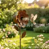 Inserciones para plantas con forma de flor de hierro forjado, adornos de jardín, decoraciones para patio y hogar, estacas para parterres, decoraciones exteriores de hierro forjado