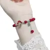 2025 Año del Zodiaco Pequeño Dios de la Riqueza Amuleto de la Suerte Pulsera de Hilo Rojo Pulsera de la Paz Regalo para Pareja Estilo Artístico Retro