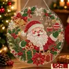 Nueva Corona de Navidad de Papá Noel Colgante Decoración Navidad Acrílico Perla Diamante Pintura Colgante